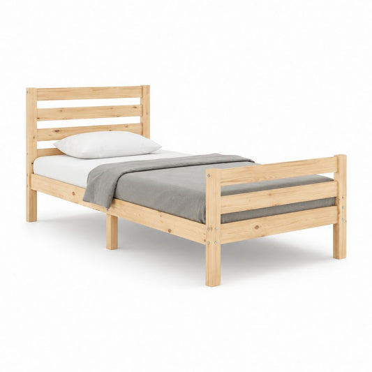 Lit simple avec cadre en pin massif naturel rectangulaire 90 x 190 cm