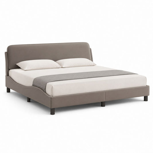 Lit double avec cadre taupe en cuir synthétique PU 160 x 200 cm