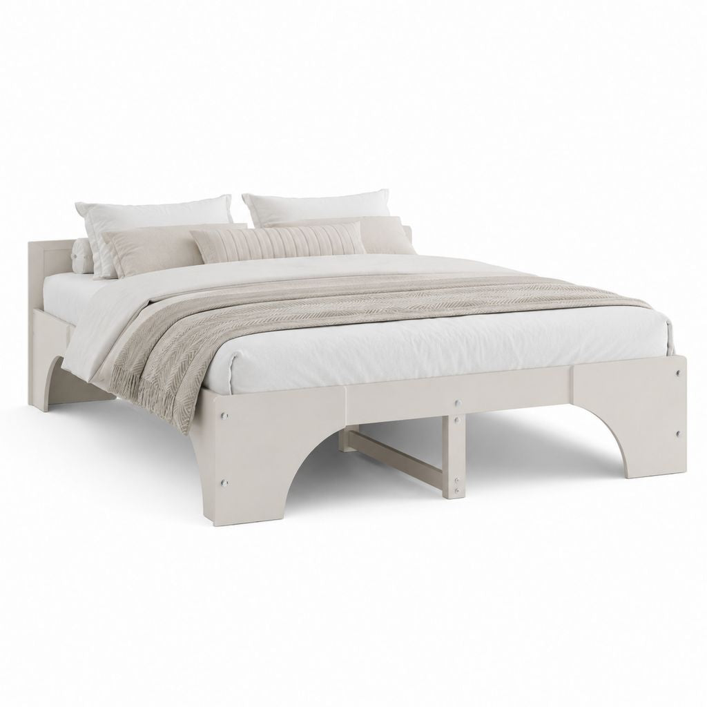 Cadre de lit double blanc en MDF 160 x 200 cm